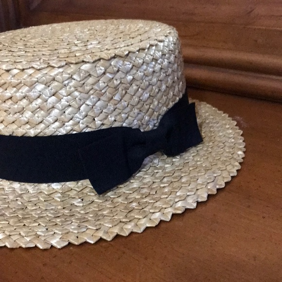 kitsch Accessories - Kitsch Ribbon Straw Boater Hat NWT